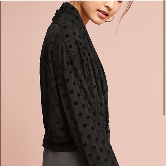 Anthropologie Ett:twa Black Lawrence Polka Dot Velvet Jacket Wrap Sz Small - Picture 2 of 4